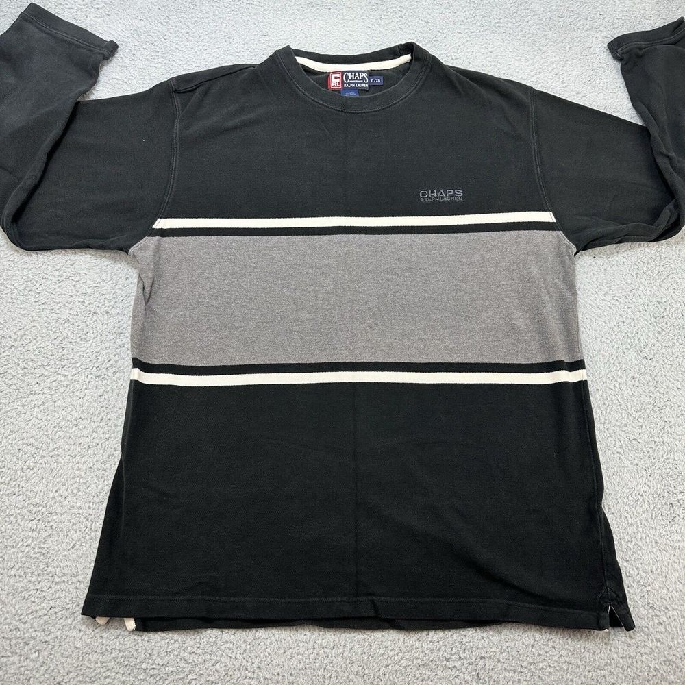 Vintage Chaps‎ Ralph Lauren Sweater Mens XL Black Gray Pullover Casual Dadcore